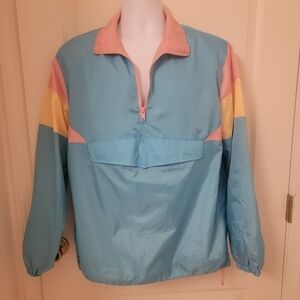 Forever 21 Men's Pastel Colorblock Pullover Windbreaker, Size M, EUC!